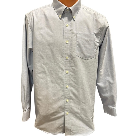 Lands' End Men's Button Dress Shirt Size 20 Gray Speckled Preppy Classic Career - Picture 2 of 11